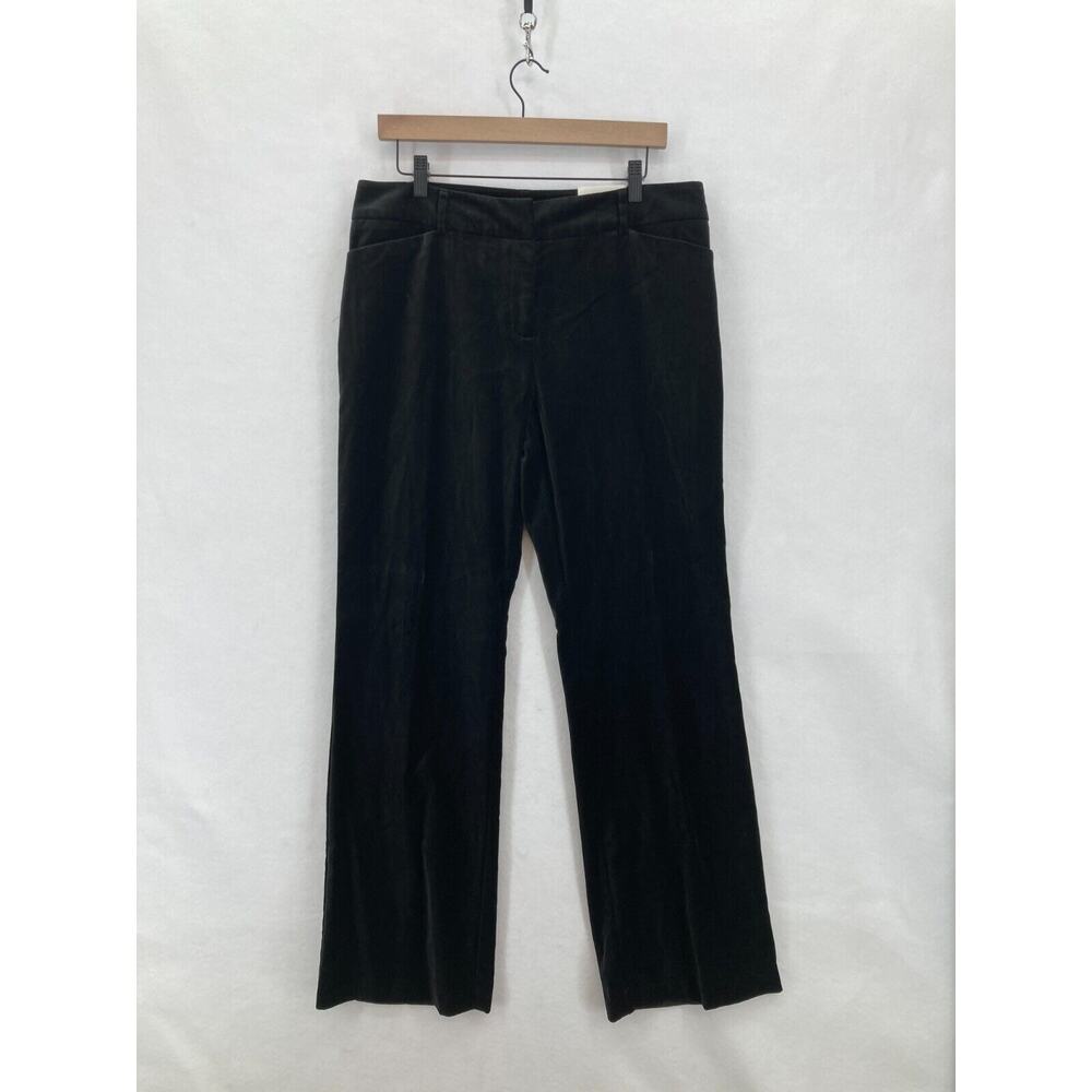 Apt. 9 Ava Pants Women's 12 Black Velvet Velour Straight Leg Mid Rise Career NWT